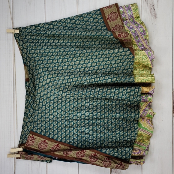 Darn Good Yarn Sari Silk Wrap Skirt Tea XL/Plus - Picture 5 of 16